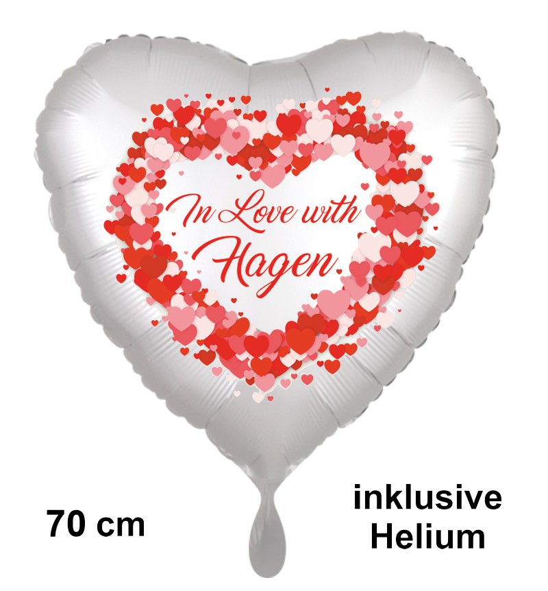 Großer Luftballon In Love with Hagen, rotes Herz